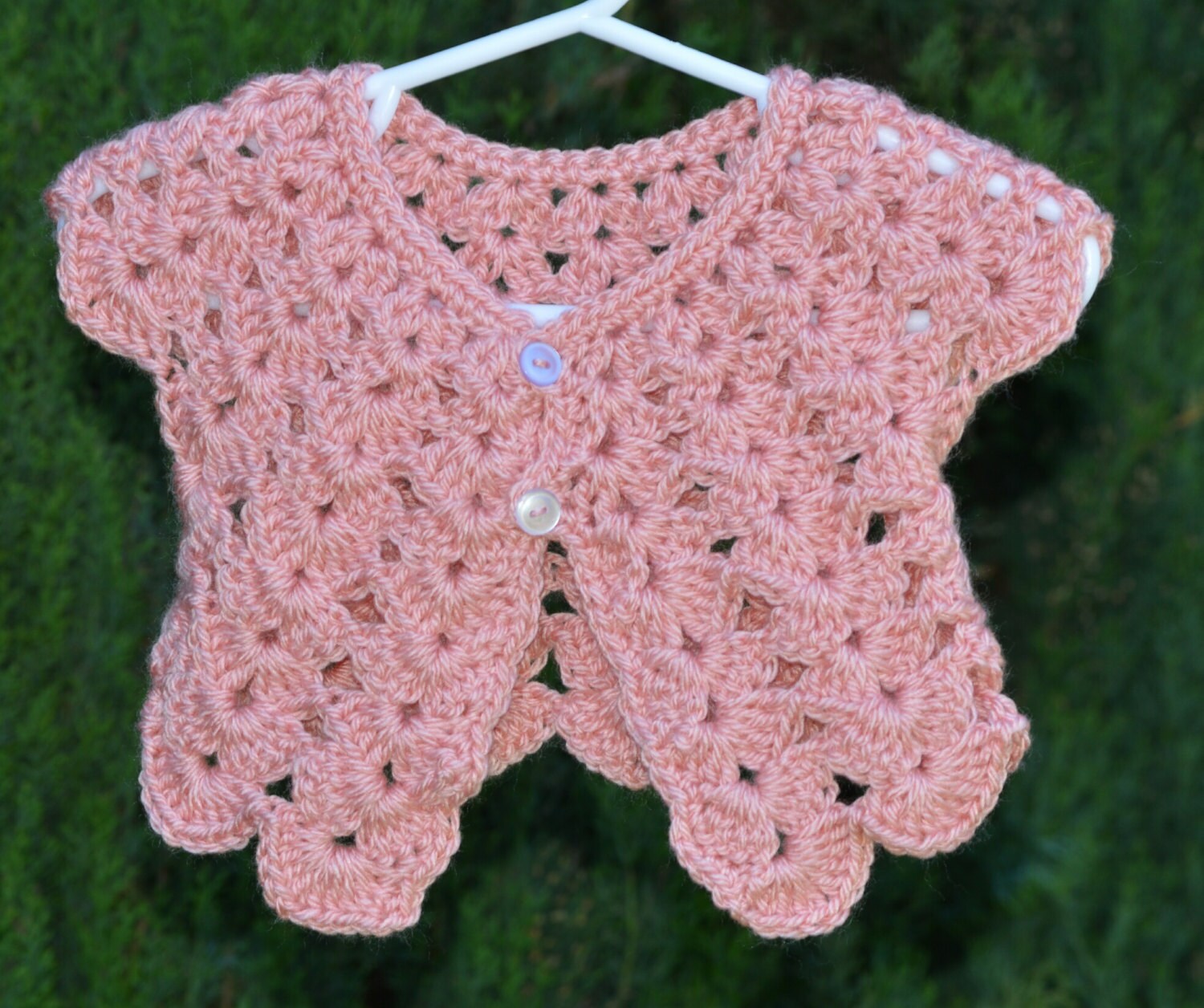 Coral Peach Crochet Shrug Sweater Flower Girl Baptism Baby