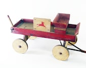 Toy Wagon, Wood, Handmade, Folk Art, Vintage Antique, Home Decor, Red, Accent Toy Wagon, Wood, Handmade, Folk Art, Vintage Antique, Home Decor, Red, Accent