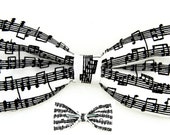 Musical Notes / Sheet Music Musician Clip On Bow Tie Bowtie 2T 3T Boy Men Sizes