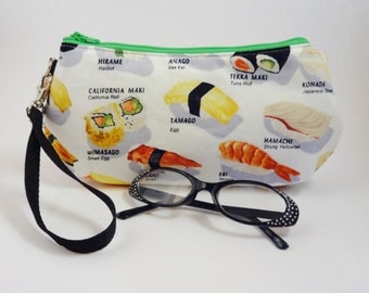 Sushi Wristlet | Kawaii Clutch | Unique Purse | Spring Roll Bag | California Roll Handbag | Toiletry Holder | Tampon Case Keeper | Iphone