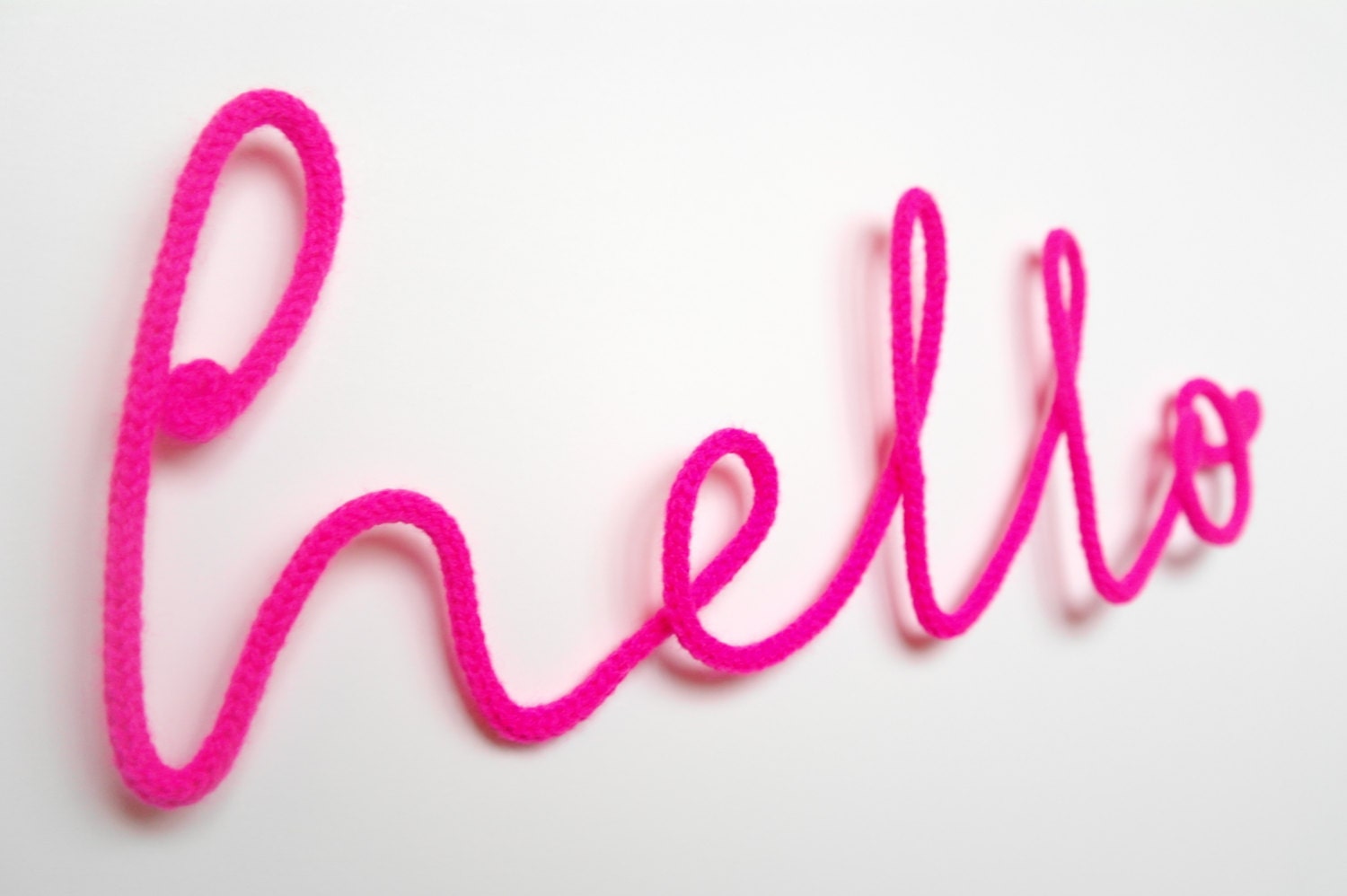 Soft Neon Sign hello crochet cursive wire wall