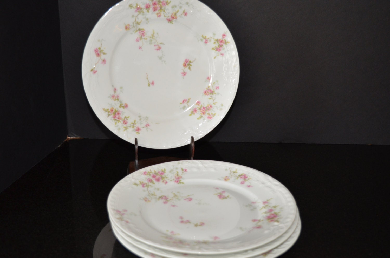 Antique Theodore Haviland Limoges Pink Roses Luncheon Plates