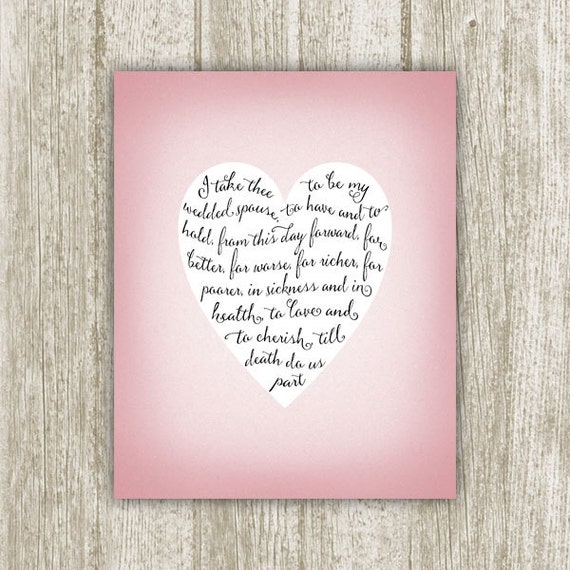 Wedding Vows Print Wedding Printable Wedding by SavvySilverArt