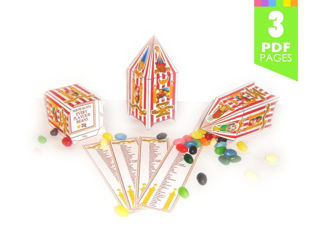 Every Flavor Bean Boxes Foldable Template - Harry Potter Party with ...