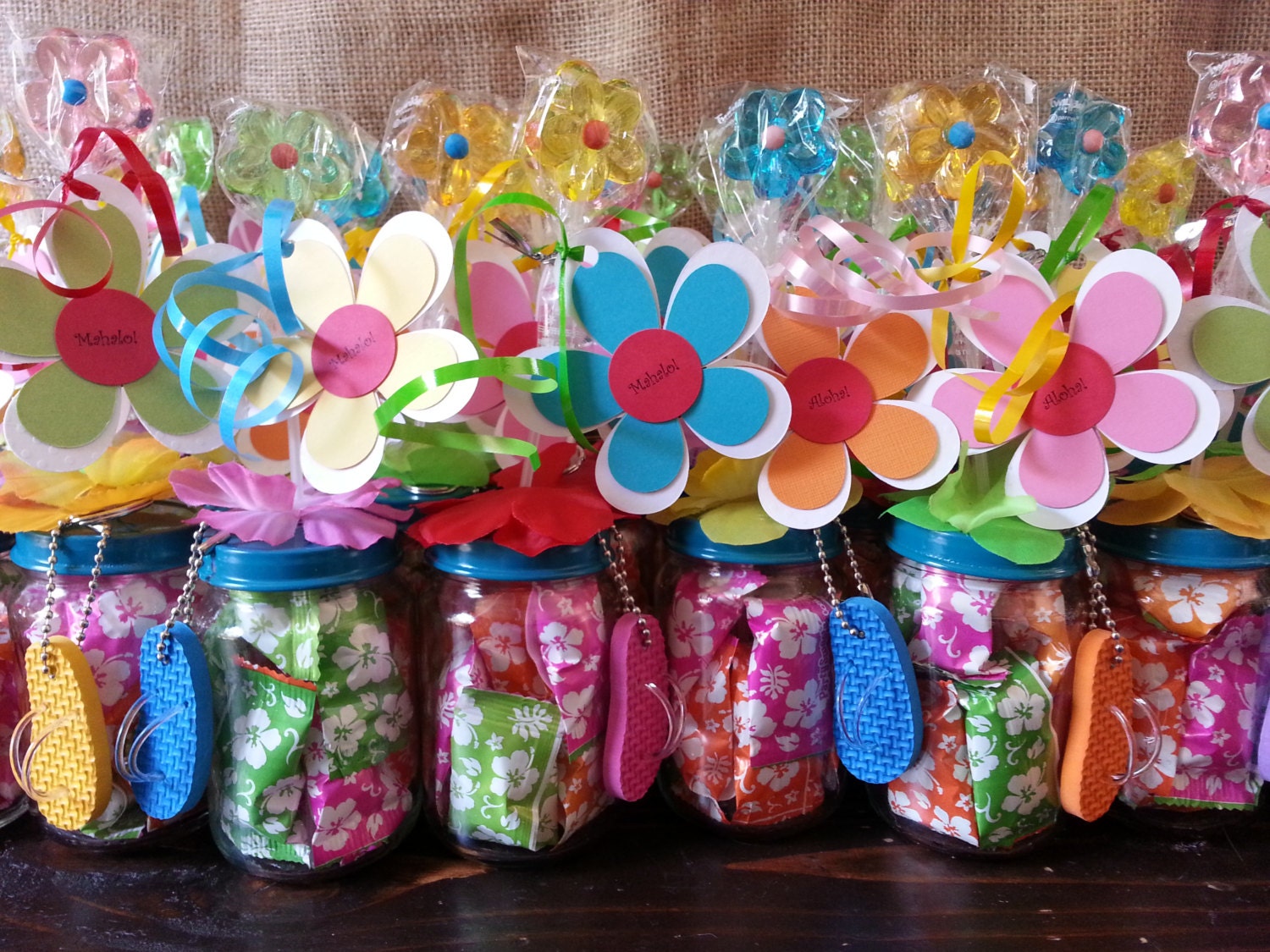 Hawaiian Luau Party Favors Baby food jar party favors