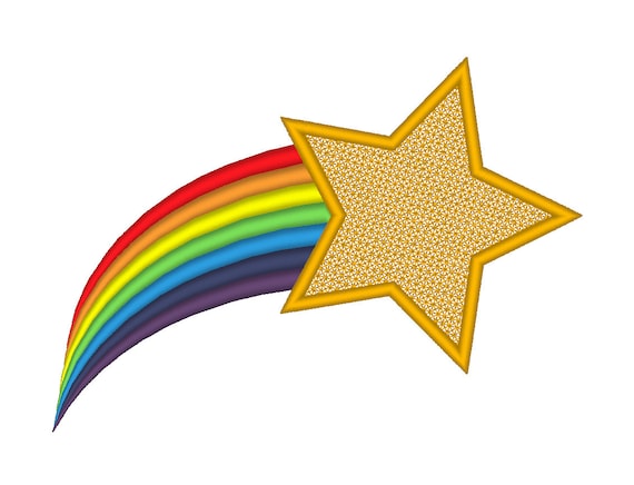 Shooting Star Rainbow Tail Embroidery Machine Design