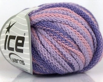 Destash SALE ICE YARN Frilly Lilac, Shades or Lilac and Light Pink, Pack of 4 balls