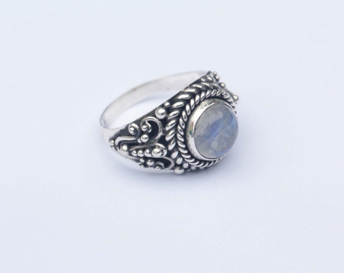 Silver Moonstone Ring, 925 Sterling Silver, Boho Rings, Bohemian Ring, Personalised Ring, Statement Ring