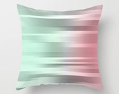 Mint Green - Gray - Pink - Throw Pillow Cover Includes Pillow Insert - Mint Green - Gray and Coral Pink - Made to Order Mint Green - Gray - Pink - Throw Pillow Cover Includes Pillow Insert - Mint Green - Gray and Coral Pink - Made to Order