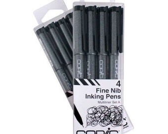Copic Markers Multiliner Fine Pigment Based Ink, 4-Piece Set