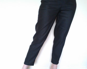 Black 1950s style cigarette pants, true vintage fit.
