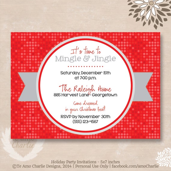 It's Time to Mingle & Jingle Printable Christmas Invitations - Printable Holiday Party Invitations - Christmas Party - Cards Il_570xn