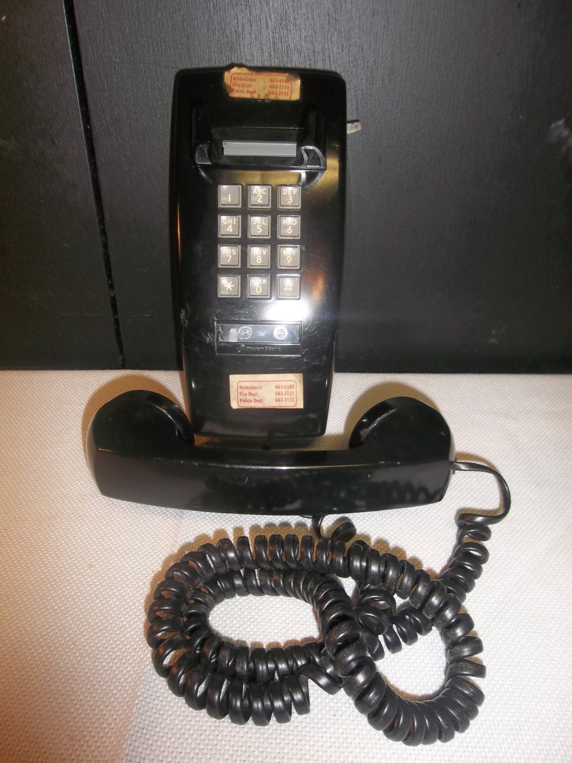 Vintage Black Push Button Wall Mount Telephone by InezAndOlivia