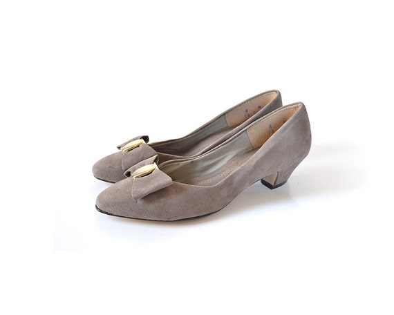 Grey Flat / Suede Pump / Low Heel Shoe / Grey by