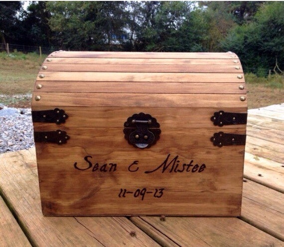 Large Rustic Wooden Card Box - Rustic Wedding Card Box - Shabby Chic Wedding Card Box - Program Box - Treasure Chest by CountryBarnBabe