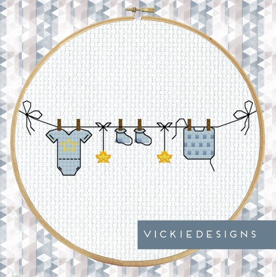 Cross Stitch Pattern Clothes Line | items similar to washing line baby blue modern cross Cross Stitch Pattern Clothes Line | items similar to washing line baby blue modern cross