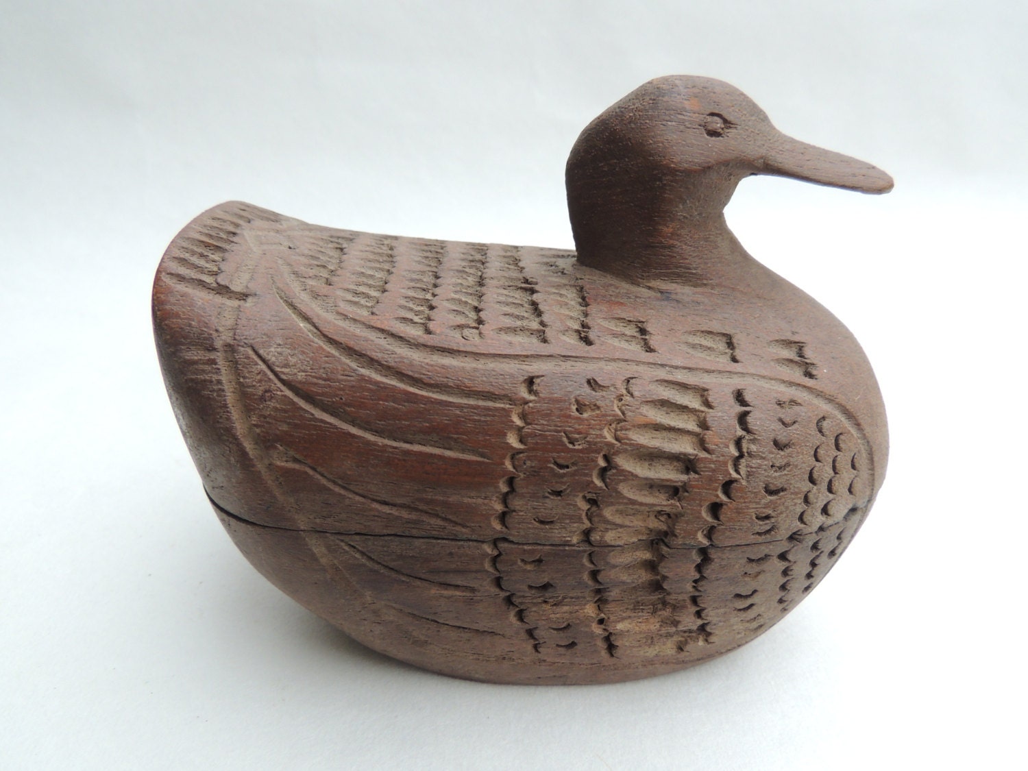 Vintage Carved Duck Box From Thailand Wooden