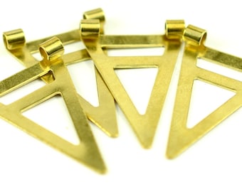 30 Pieces Raw Brass 16,5x25 mm Triangle Necklace Charms Connectors