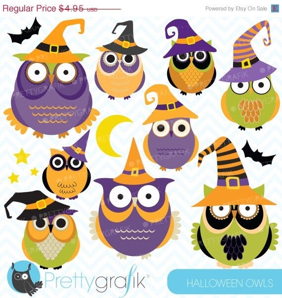 80% OFF SALE Halloween Owls clipart, commercial use, vector graphics, digital clip art, digital images - CL573 Il_570xn