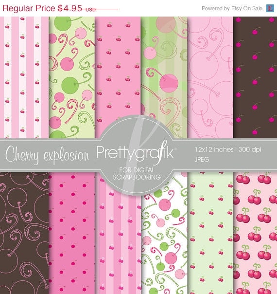 80% OFF SALE Cherry digital paper, commercial use, scrapbook papers, background - PS556 Il_570xn