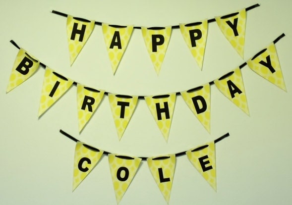 Personalized Yellow Birthday Banner with by LilBugabooDesigns
