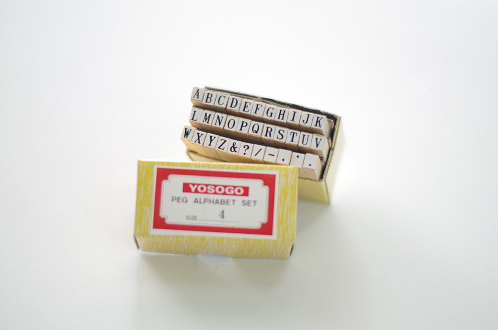 Alphabet Rubber Stamp Set Very Tiny Small Typewriter Font Wooden Capital Letters Crafting Scrapbooking Cards 1980s Retro Office Supplies Oldschooltypers