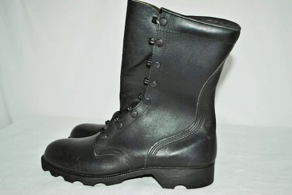 US Army Boots Speed Lacers Black Leather USMC by VintageFinds61