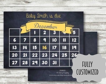 pregnancy announcement DIGITAL DOWNLOAD calendar PRINTABLE 2016 personalized maternity card photo prop maternity new baby preg 2017