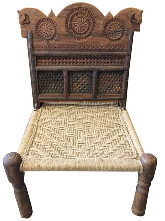 Classic Indi Rope Chairs Rajasthani Antique By MOGULGALLERY