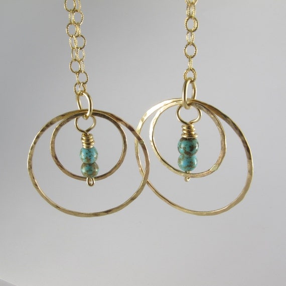 Long gold dangle hoop earrings
