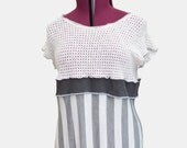 Maxi Dress Coverup Long Large/ Extra Large Grey and White Mesh Top Recycled