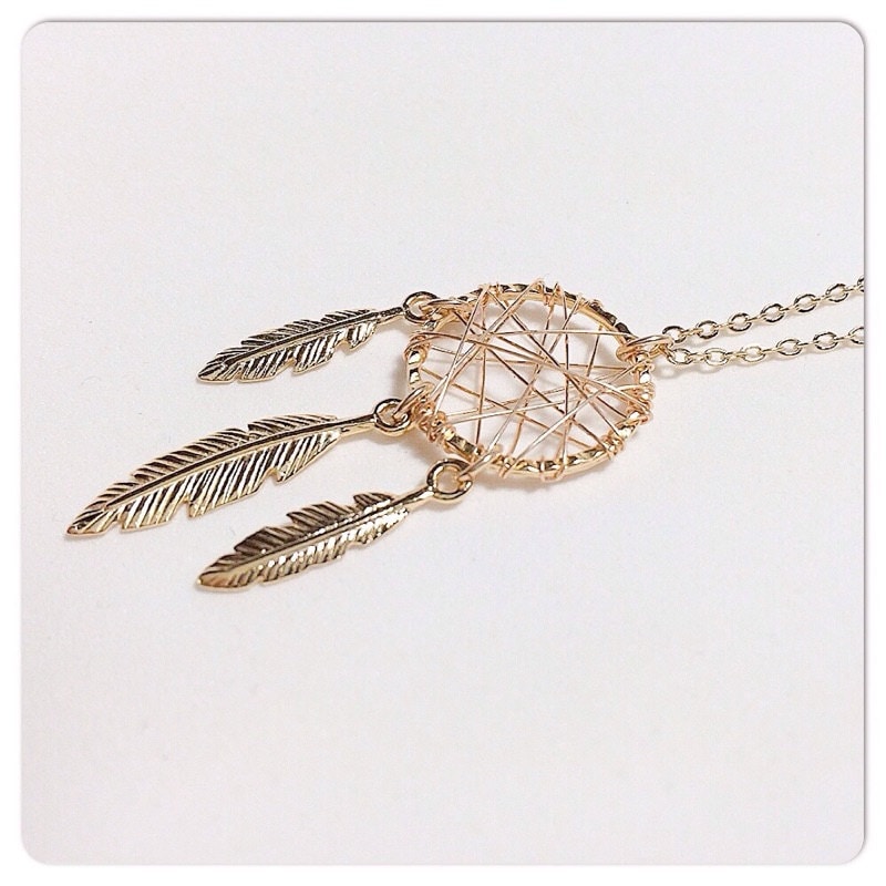 Dream catcher gold filled necklace