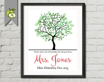 Teacher Appreciation Gift, Fingerprint class Tree, Personalised Thank you, Tree printable, family tree, printable tree, Kids fingerprints