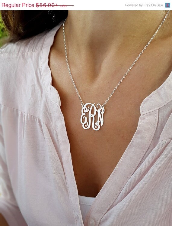 On Sale 50% Monogram Initial necklace - Personalized Monogram - 925 ...