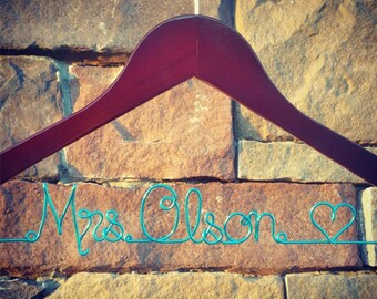 Personalized Custom Wire Wedding Hanger, Bridal Hanger, Personalized Custom Bridal Hanger, Brides Hanger, Name Hanger