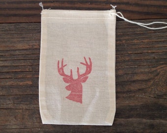 Deer Antler Party Favor Bags, 10 Mu slin Cotton Bags ...