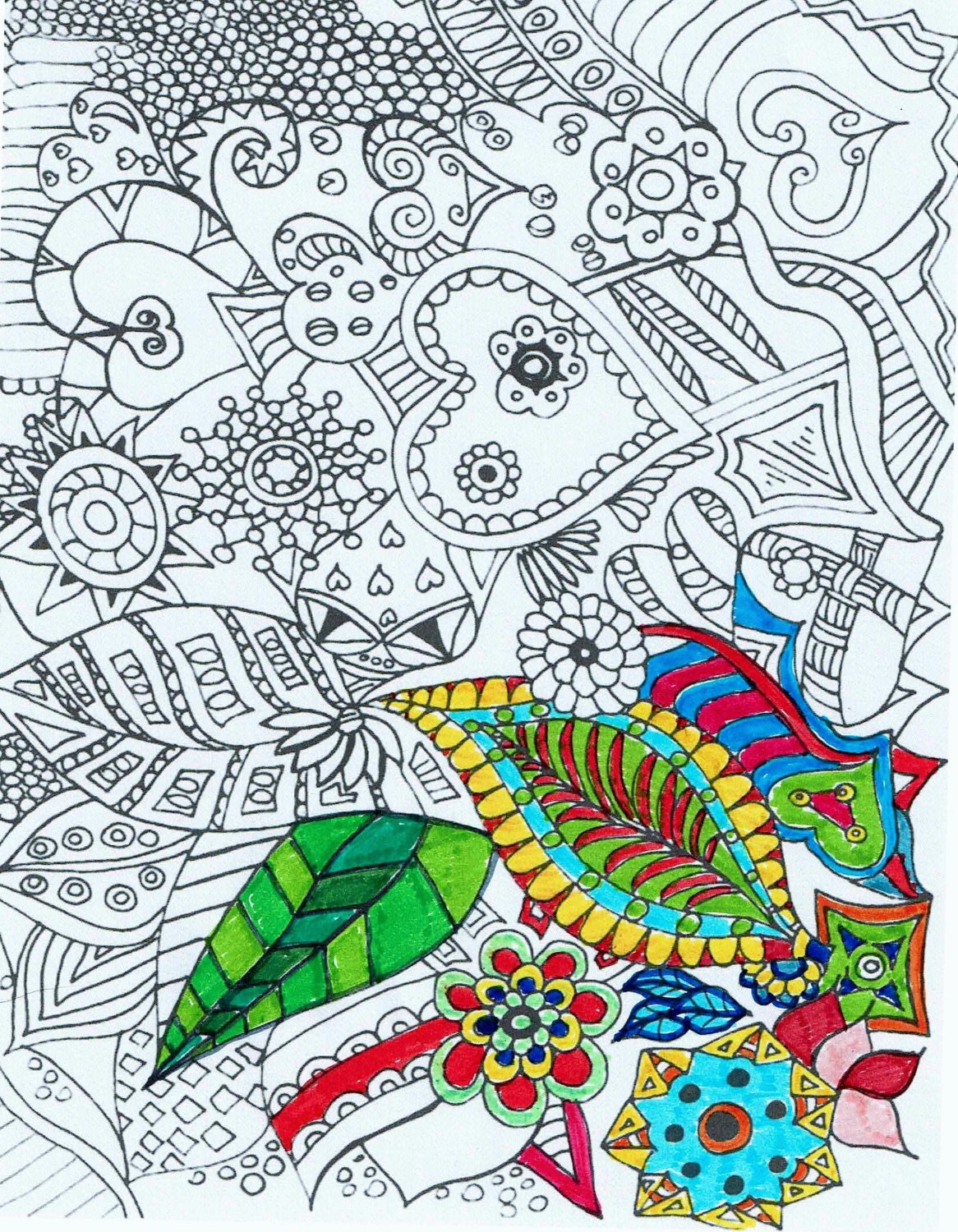 Zentangle adult coloring by Strawberrycraft on Etsy