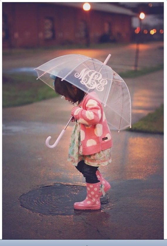 Custom made personalized 34" children's clear dome umbrella - perfect gift idea
