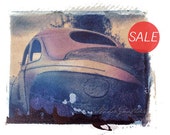 12x16 Polaroid transfer classic Car art | Man Cave ART | OOAK rusty car | 40s car | Red Streak | LeeAnn Gauthier Portland artist Home decor