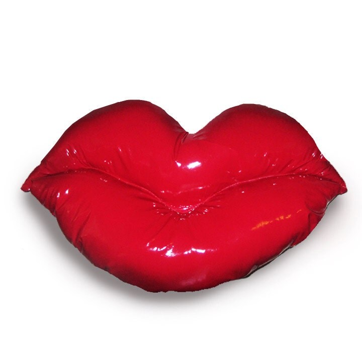 Lip Shaped Pillow Red Glossy Lips Decorative by RosalindBNix