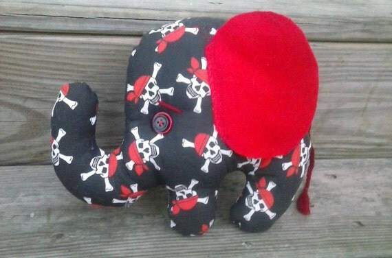 Pirate Elephant Cool Stuffed Elephant. Pirate by WherewithalArt