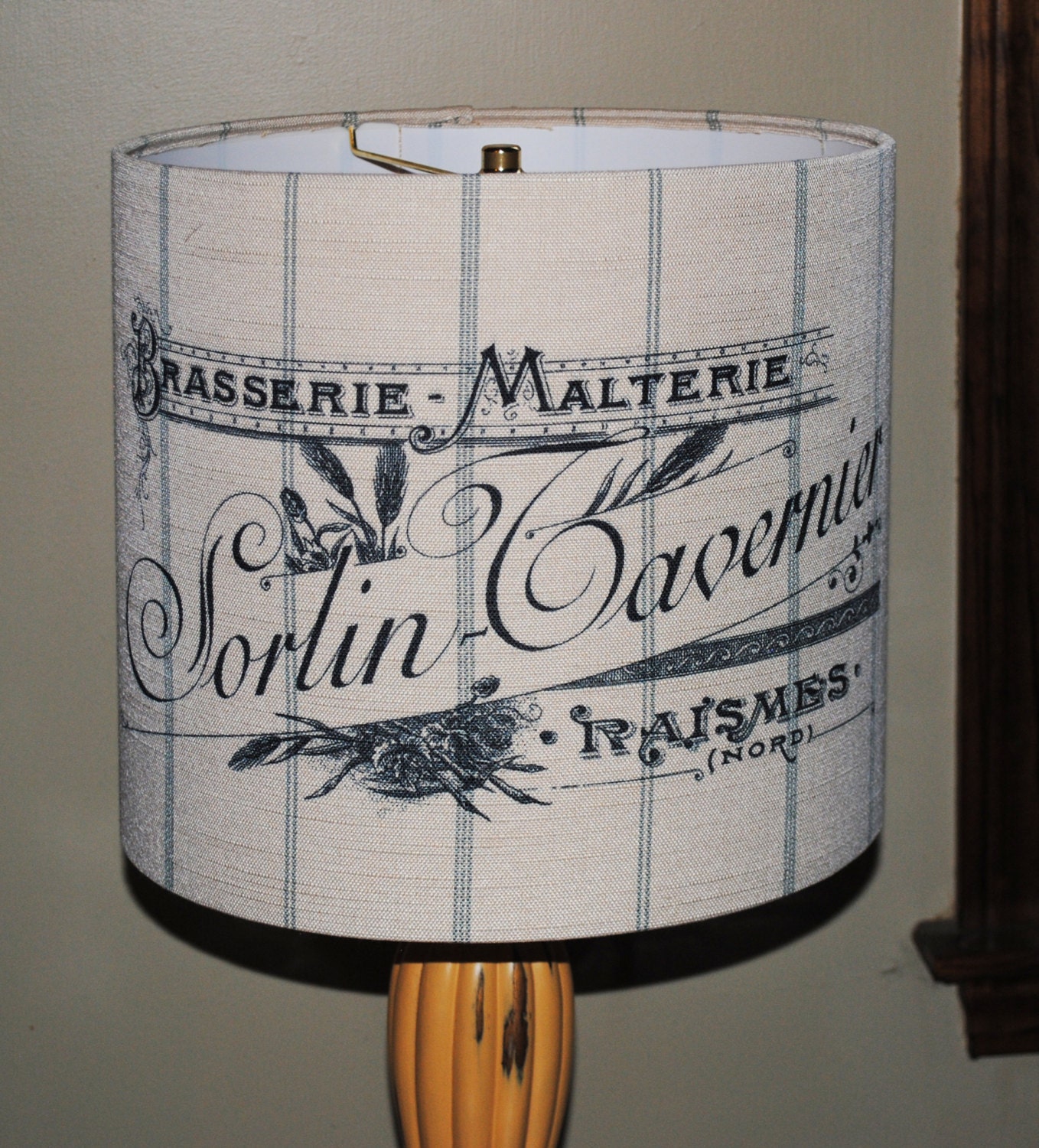 Handmade Fabric Lampshade with French Brewery by countrysport