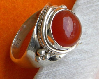 Carnelian Nepali Ring Solid 925 Sterling Silver Pure Handmade Size: Variable Exclusive Fresh Arrival High Class Gift