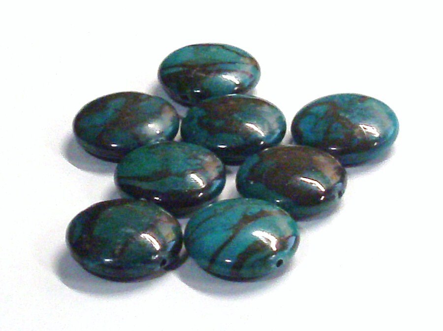 Flat Round Chrysocolla Stone Beads 20 MM