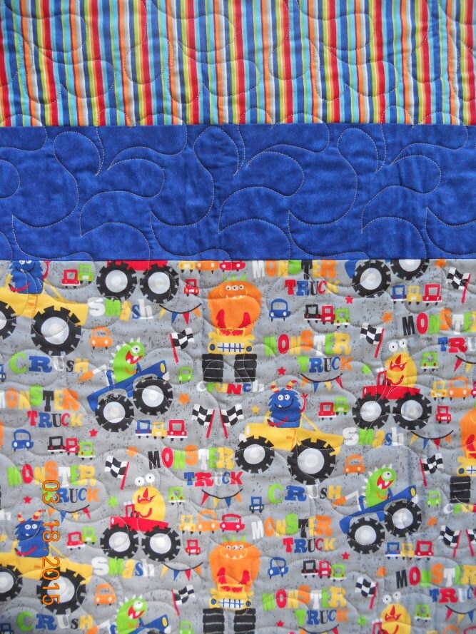 Monster Truck Baby Quilt Quilted Toddler Blanket by EyeCandyCraftz