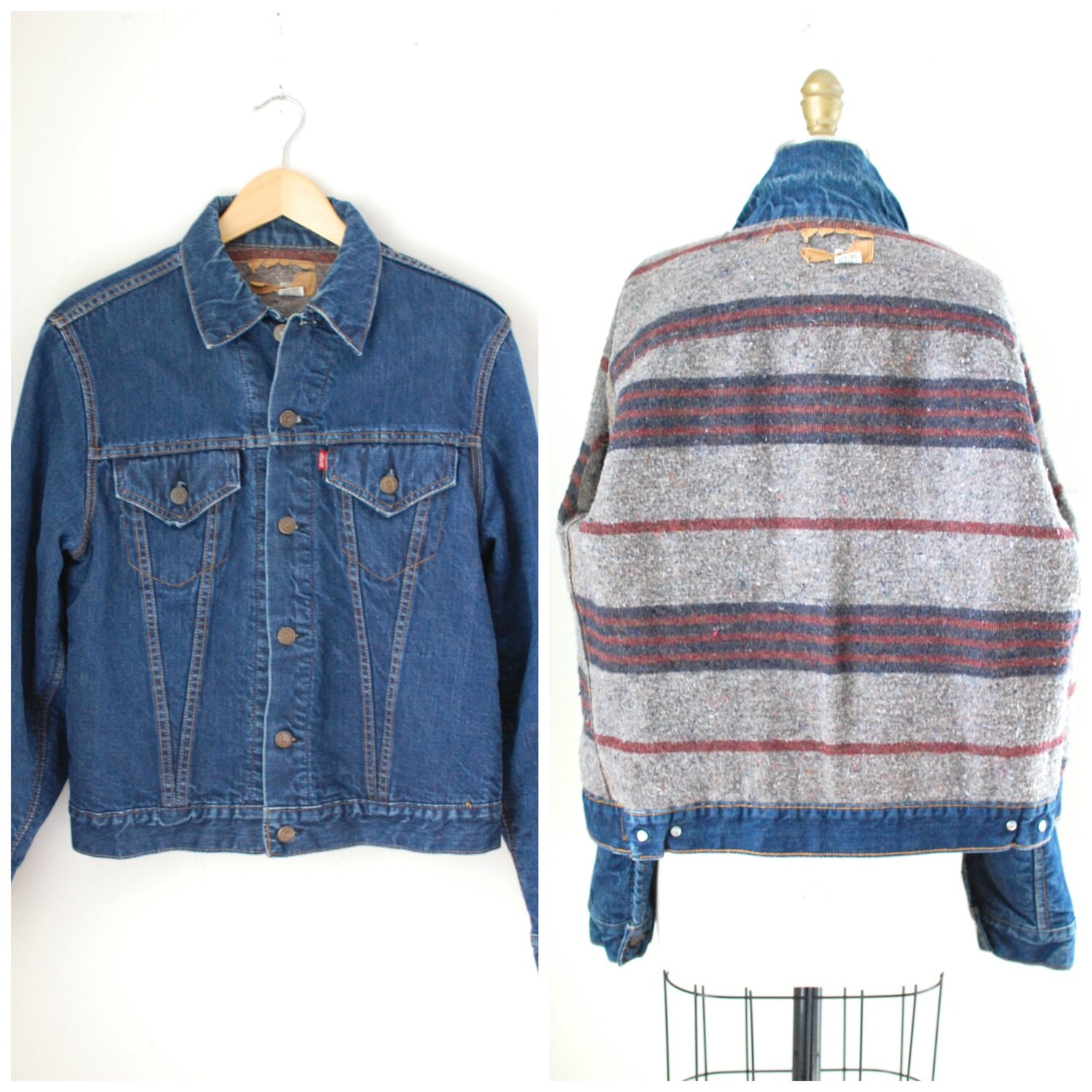 wool lined denim vest