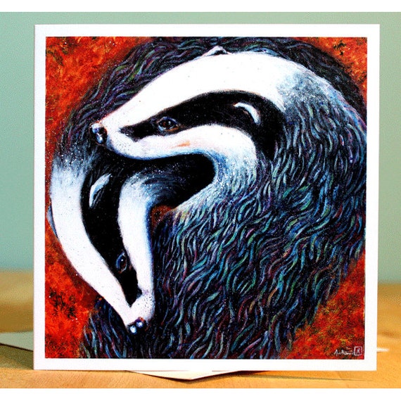 Badgers Circle - Blank Card by Ann Richmond on Etsy | Wildlife artists