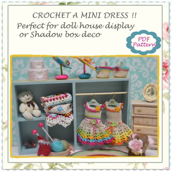 PATTERN , Miniature crochet dress pattern, Doll house ...