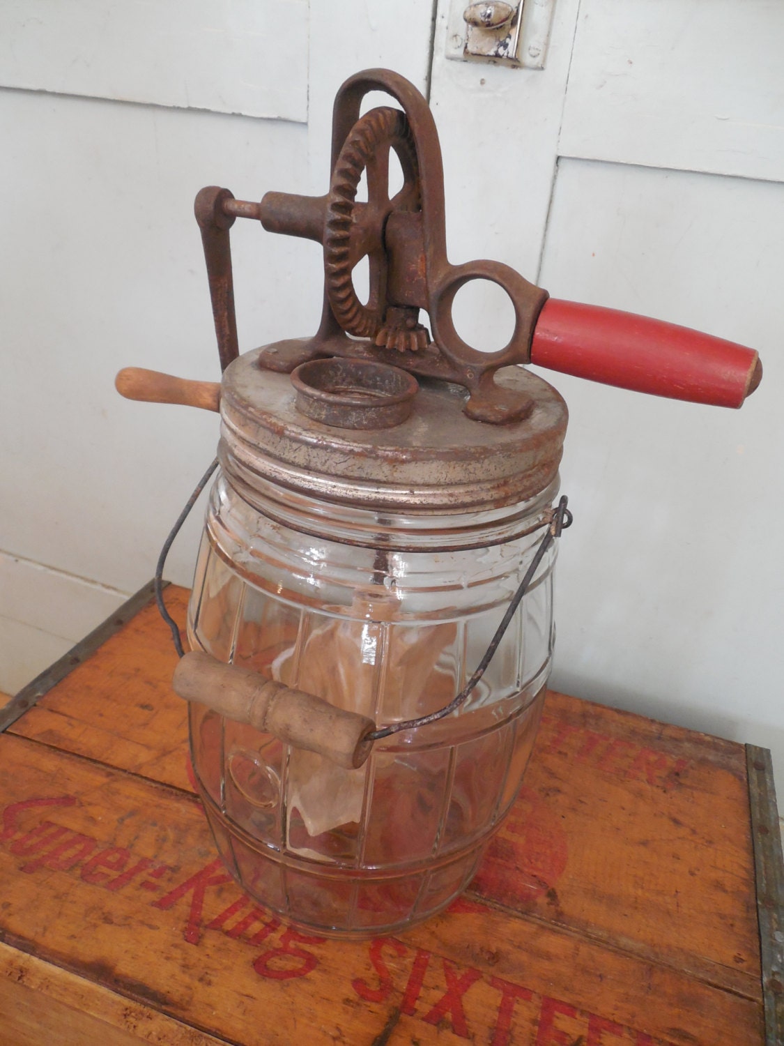 Sale Vintage Pickle Jar Butter Churn Country Primitive