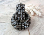 Hematite healing bracelet for woman Wide cuff  multistrand bracelet balance protection for couple metallic shine gray mens size in stock